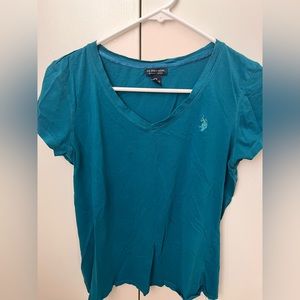 US Polo Assn. Teal blue T-shirt Size M 100% Cotton